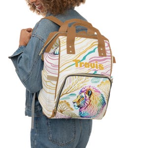 Personalized Baby Gift, Baby Bag with Art, New Mom Essentials, Baby Care Bag, Lion Peak