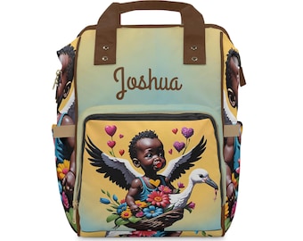 Travel-friendly Diaper Bag, Personalized Tote Bag, Customizable Diaper Bag, Custom Name Baby Bag, Baby Nappy Bag, Cherubs Garden