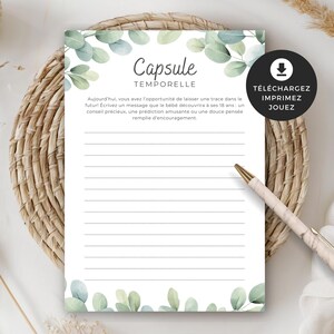 Jeu pour shower de bébé, Capsule temporelle, en français, PDF imprimable, téléchargement instantané, baby shower, cigogne neutre, BO001