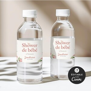 ブテイユ ドー シャワー ド ベベのエチケット、Canva モデル、フランセ、限定的かつ個人的なもの、ジャルダン デ フェ、ローズ、フィーユ、BO003