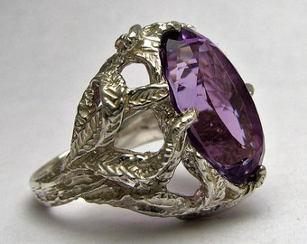 Handmade Sterling Silver Amethyst Faceted Stone Gemstone Ring gift Feb Birthstone Great Gift Idea