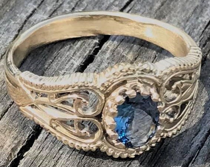 Handmade 14kt Gold Filigree Crown Ring: Tanzanite Gemstone