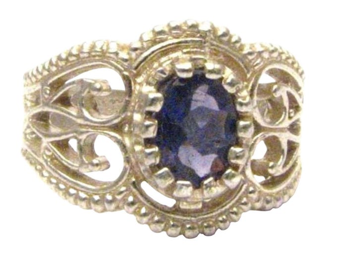 Handmade Sterling Silver Filigree Iolite Ring