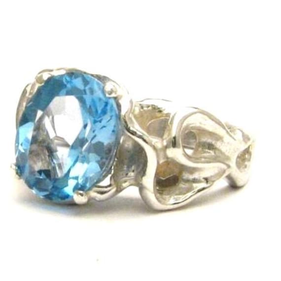 Handmade Sterling Silver Gothic Blue Topaz Gemstone Ring Great Gift Idea