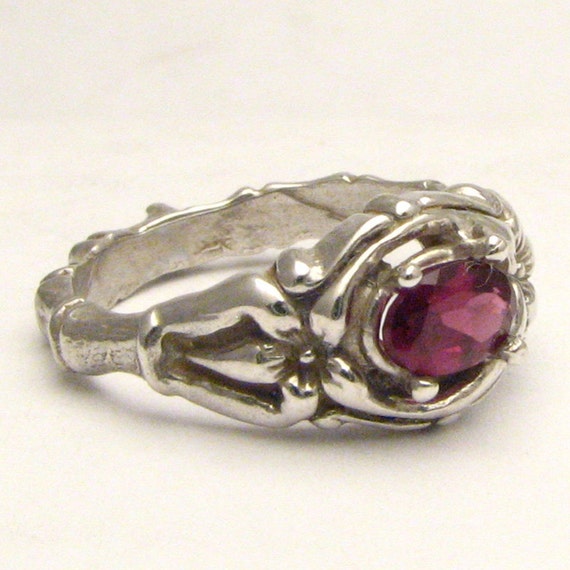 Gothic Prasiolite Quartz Solid Sterling Silver Gemstone Ring 10x8mm 3 ct Custom Sized to fit you