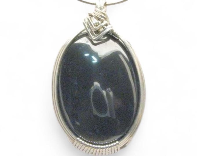 Handmade Solid Sterling Silver Wire Wrap Hematite Pendant and Neckless