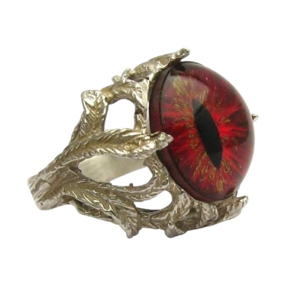 Sterling Silver Dragon Eye Ring: Handmade Gothic Claw Steampunk Jewelry