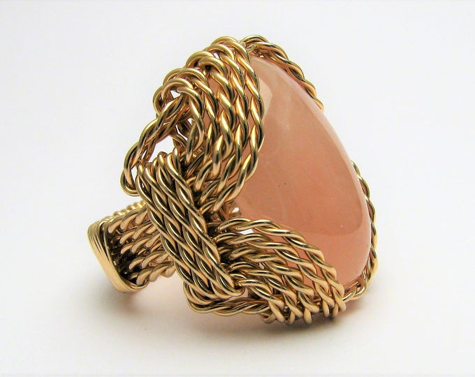 Rose Quartz Handmade 14kt Gold Filled Wire Wrap Ring