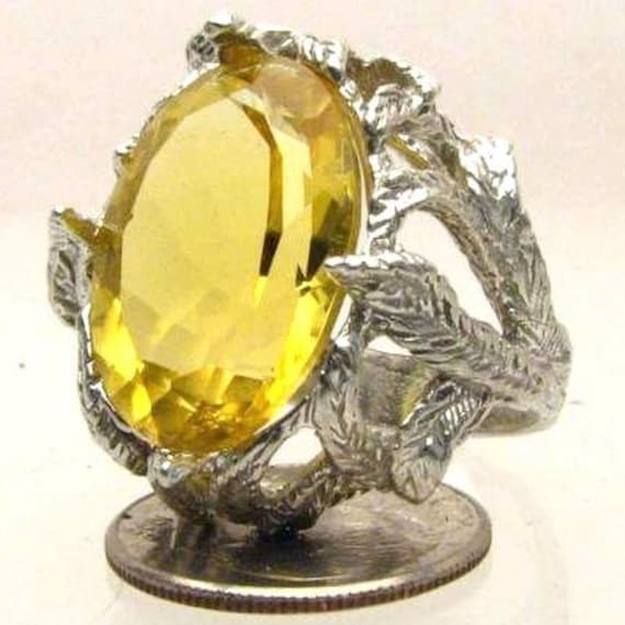 Handmade Solid Sterling Silver Yellow Citrine Faceted Stone Ring great gift Great Gift Idea