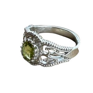 Peridot Gemstone Ring Handmade Sterling Silver Filigree Crown August Birthstone Great Gift Idea