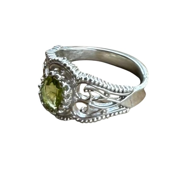 Peridot Gemstone Ring Handmade Sterling Silver Filigree Crown August Birthstone Great Gift Idea