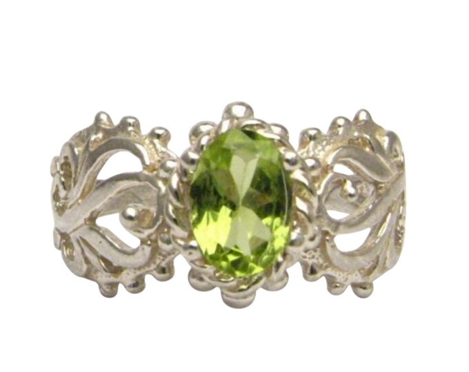Handmade Sterling Silver Peridot Filigree Ring