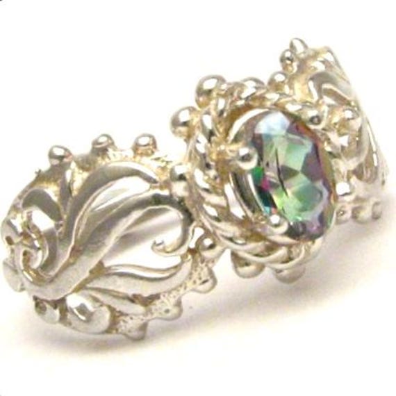 Handmade Sterling Silver Mystic Topaz Filigree Gemstone Ring Great Gift Idea