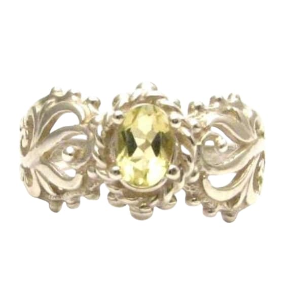 Beautiful handcrafted Lemon Yellow Citrine Filigree Vine Solid Sterling Silver Ring.  Custom Sized to fit you. Great Gift Idea