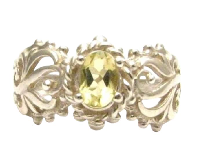 Handcrafted Lemon Citrine Sterling Silver Ring: Filigree Vine Design