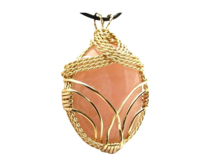 Rose Quartz Pendant 14kt Gold Filled Wire Wrap Custom Gemstone Jewelry