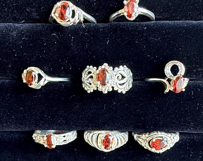 Natural Rhodolite Garnet Ring (January Birthstone Gift) in Sterling Silver - Your Choice of 8 Artisan Styles - VVS Quality 6x4mm Oval -