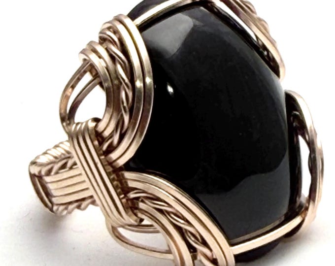 Handmade Black Onyx 14kt Gold Filled Wire Wrap Ring