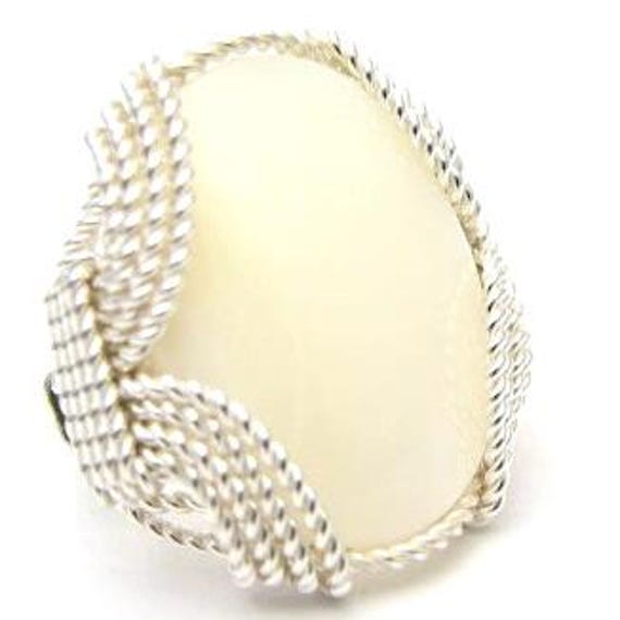 Sterling Silver Mother of Pearl Wire Wrapped Ring  Great Gift Idea
