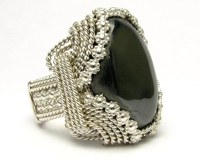 Handmade Sterling Silver Wire Wrapped Hematite Ring
