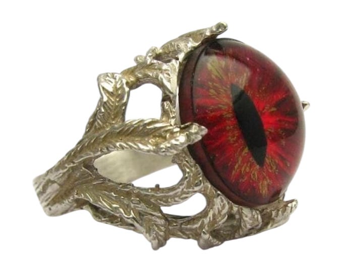 Sterling Silver Dragon Eye Ring: Handmade Gothic Steampunk Claw Ring