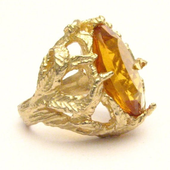 Handmade 14kt Gold Golden Citrine Claw Ring Great Gift Idea