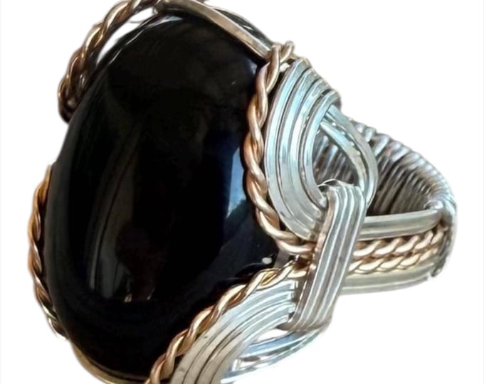 Goldstone Ring Sterling Silver or 14kt Gold Filled Wire Wrap