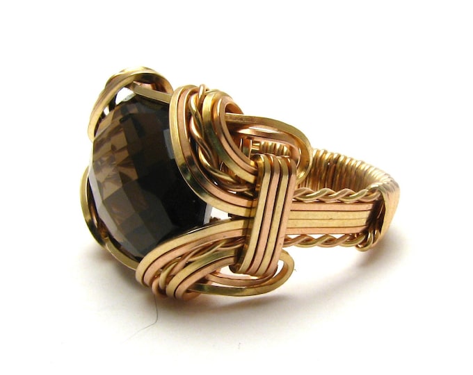 Smokey Quartz Handmade Victorian Rose Gold Ring:  Wire Wrap