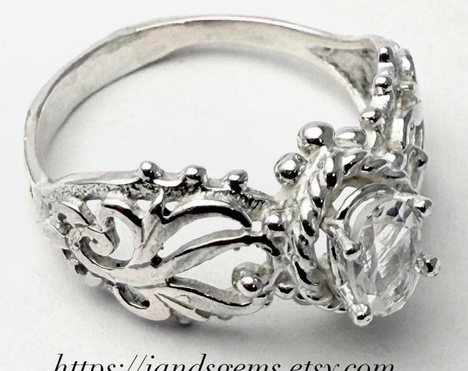 Moonstone Vine Band Ring Sterling Silver Filigree Custom Sizing