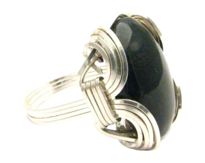Handmade Sterling Silver Wire Wrap Bloodstone Ring