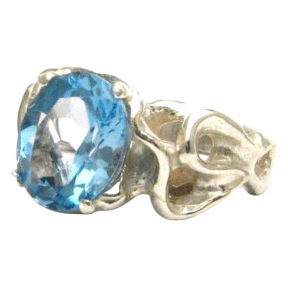 Gothic Light Sky Blue Topaz   Solid Sterling Silver Gemstone Ring 10x8mm 3 ct.   Custom Sized to fit you Great Gift Idea