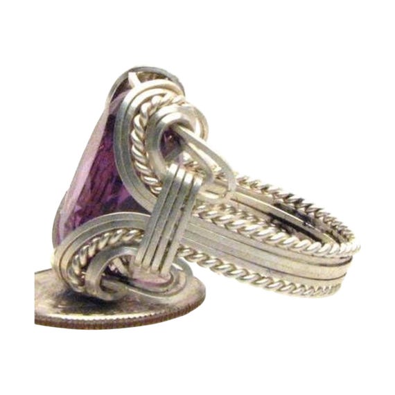 Handmade Amethyst  Sterling Silver Wire Wrap Amethyst Ring Great Gift Idea