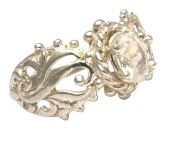 Moonstone Filigree Vine Solid Sterling Silver Ring.  Custom Sized to fit you. Beautifully handcrafted Great Gift Idea