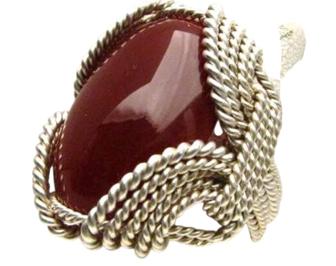 Handmade Sterling Silver Wire Wrap Carnelian Ring