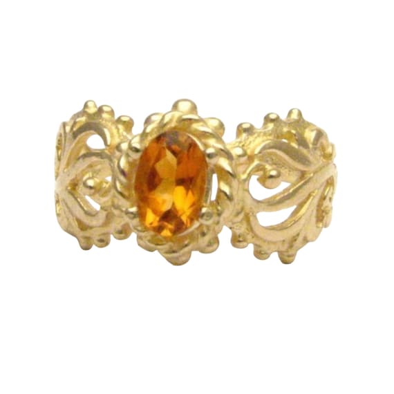 Handmade 14kt Gold Golden Citrine Filigree Ring Great Gift Idea