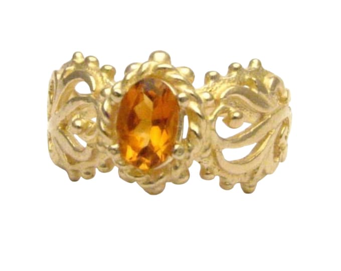 Handmade 14kt Gold Citrine Filigree Ring