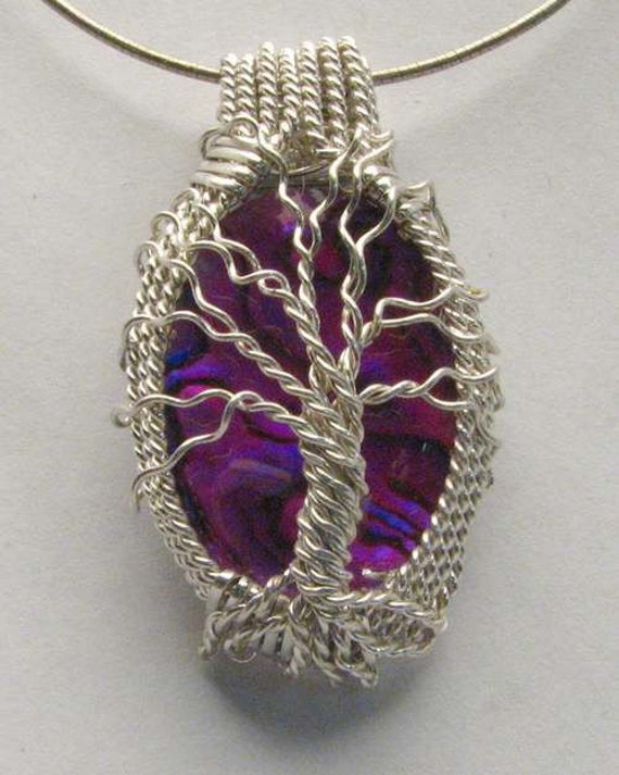 Handmade Solid Sterling Silver Wire Wrap Paua Shell Pendant Great Gift Idea