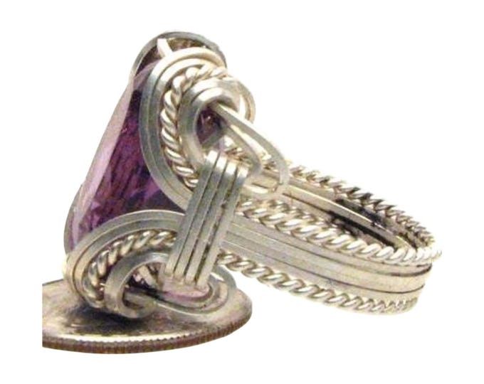Amethyst Ring Sterling Silver Wire Wrapped Gemstone Custom Size