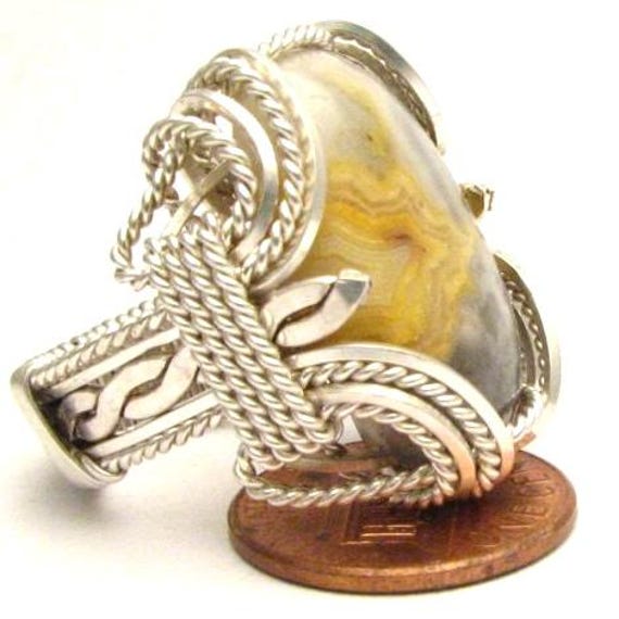 Handmade Sterling Silver Wire Wrap Crazy Lace Agate Ring Great Gift Idea