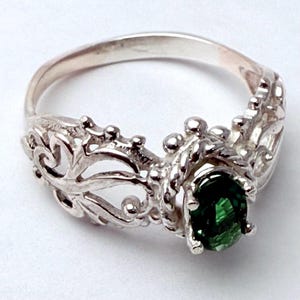 Chrome Diopside Ring Sterling Silver: Custom Sizing, Dark Green Gemstone