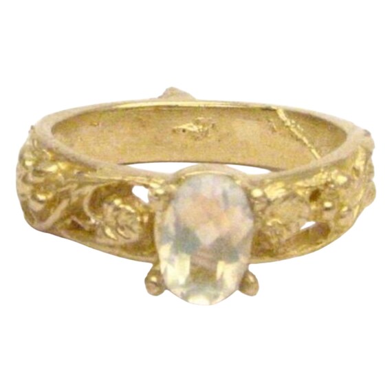Handmade 14kt Gold Moonstone Filigree Ring Great Gift Idea