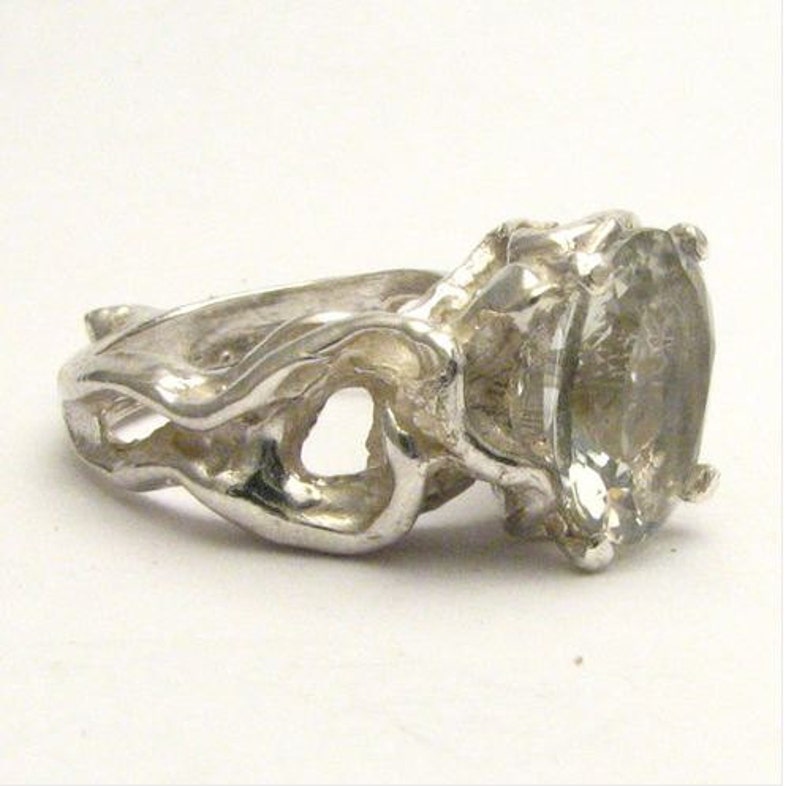 Gothic Prasiolite Quartz Solid Sterling Silver Gemstone Ring 10x8mm 3 ct Custom Sized to fit you