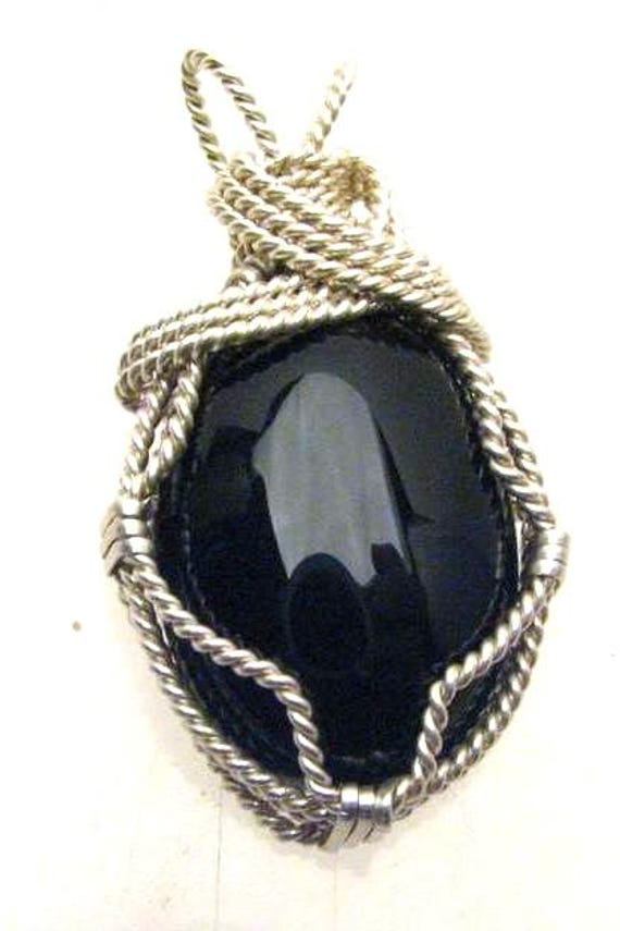 Handmade Solid Sterling Silver Wire Wrap Tree Goldstone Pendant