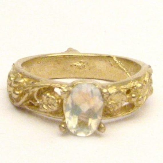 Handmade 14kt Gold Moonstone Filigree Ring Great Gift Idea