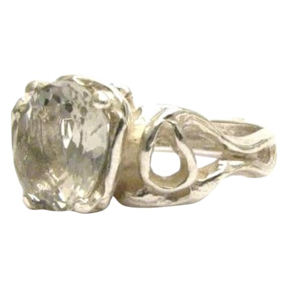 Gothic Prasiolite Quartz Solid Sterling Silver Gemstone Ring 10x8mm 3 ct.   Custom Sized to fit you Great Gift Idea