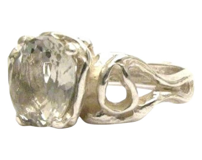 Gothic Prasiolite Quartz Ring: Solid Sterling Silver, Custom Sized