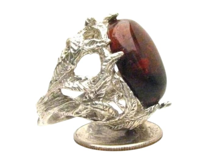 Handmade Deep Red Jasper Sterling Silver Claw Ring