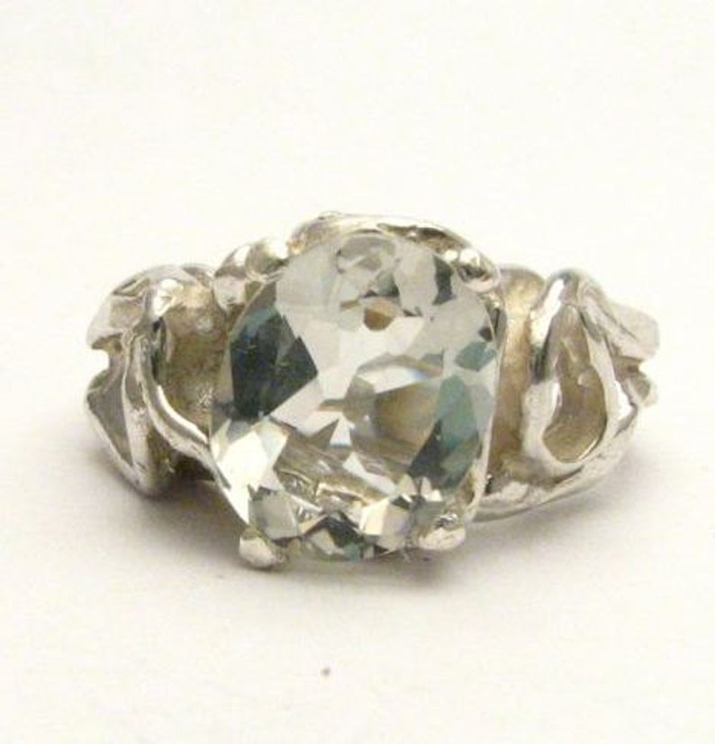 Gothic Prasiolite Quartz Solid Sterling Silver Gemstone Ring 10x8mm 3 ct Custom Sized to fit you