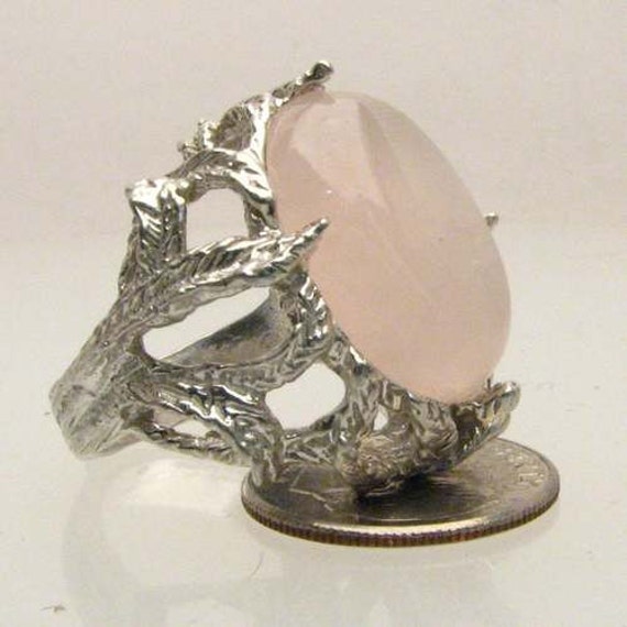 Handmade Sterling Silver Rose Quartz Claw Ring Great Gift Idea