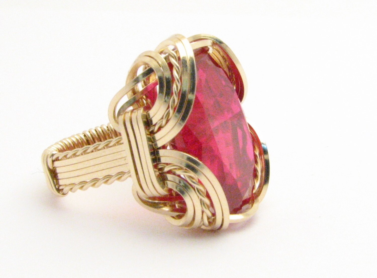 Wire Wrapped Ring Handmade Solid 14kt Gold Ring Wire Wrapped Man Made